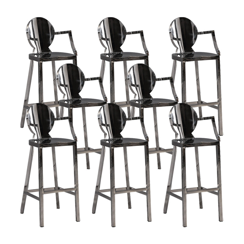 Industrial Style Counter Stool Silver Metal Bar Stool for Living Room