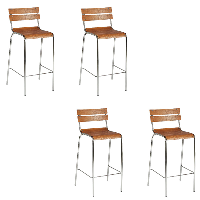 Modern Style Counter Stool Wood Saddle Seat Bar Stool with Metal Base