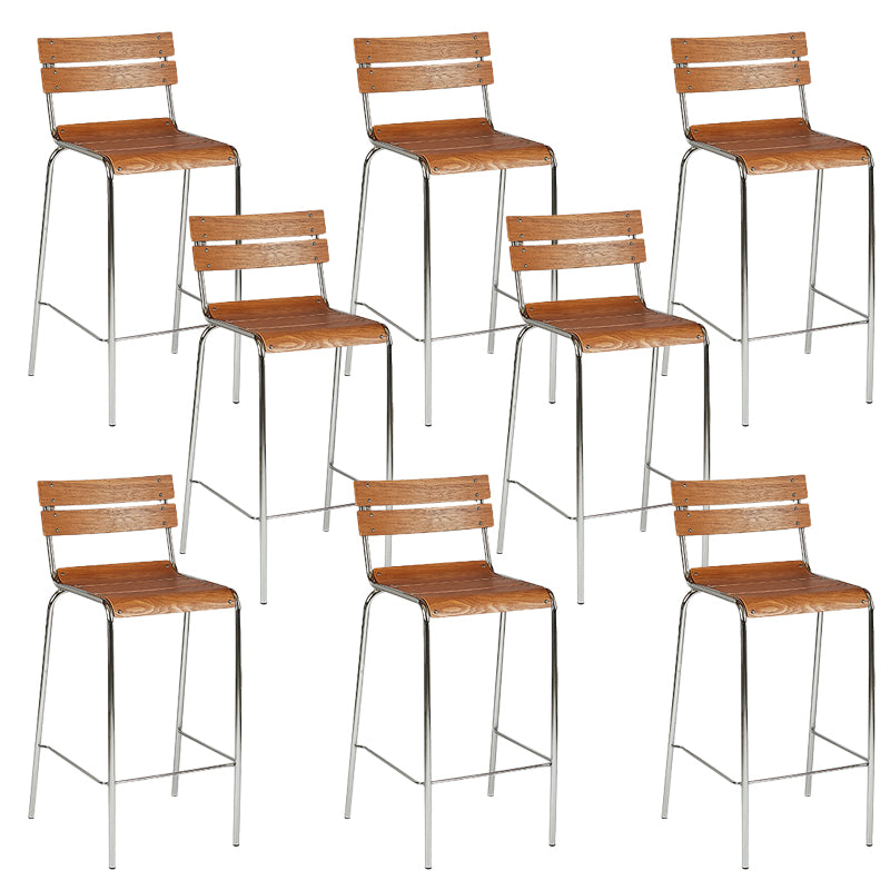 Modern Style Counter Stool Wood Saddle Seat Bar Stool with Metal Base