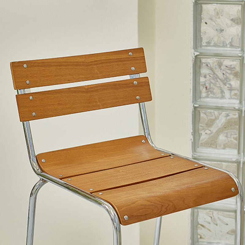Modern Style Counter Stool Wood Saddle Seat Bar Stool with Metal Base