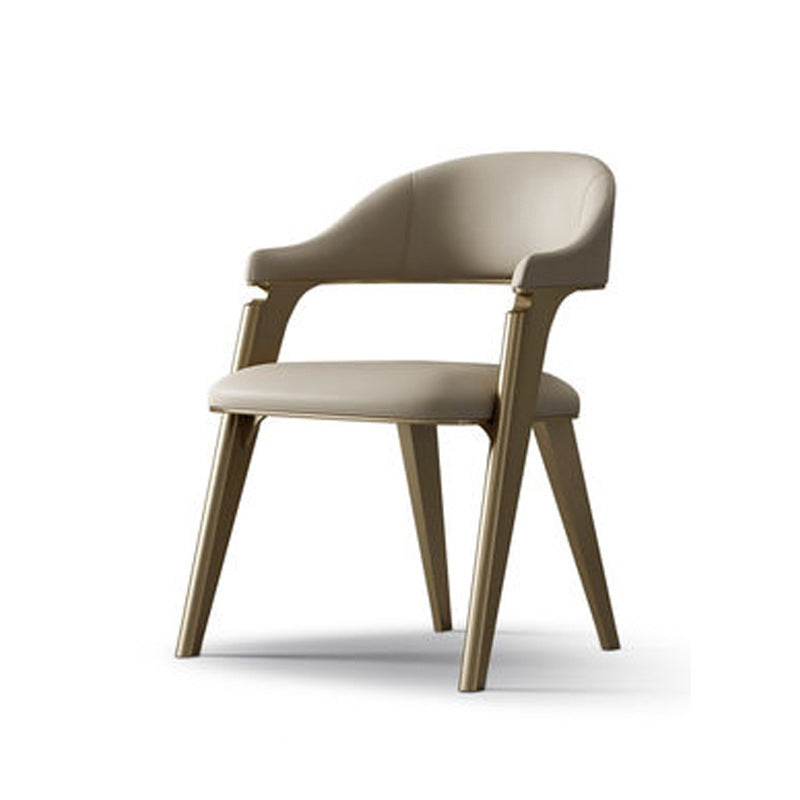 Glam Kitchen Side Chair Metal Legs Open Back Dining Arm Chair