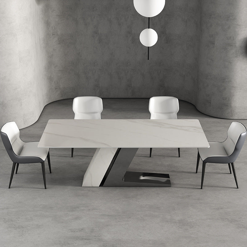 Modern White Stone Top Dinette Table Set 1/4/5/7 Pieces Dining Set with Padded Chairs