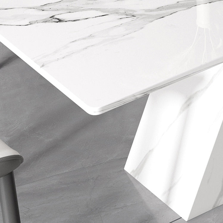 Modern White Stone Top Dinette Table Set 1/4/5/7 Pieces Dining Set with Padded Chairs