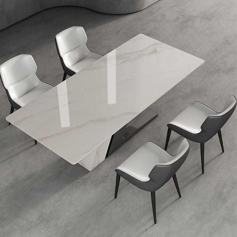 Modern White Stone Top Dinette Table Set 1/4/5/7 Pieces Dining Set with Padded Chairs