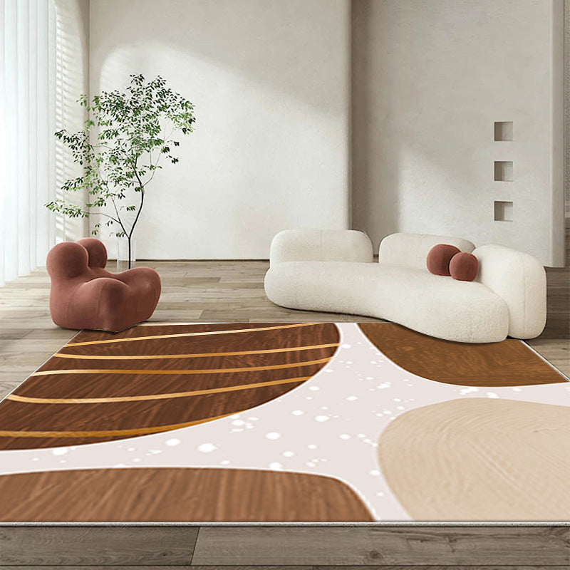 Modern Brown Rug Polyester Color Piece Area Rug Washable Rug for Living Room