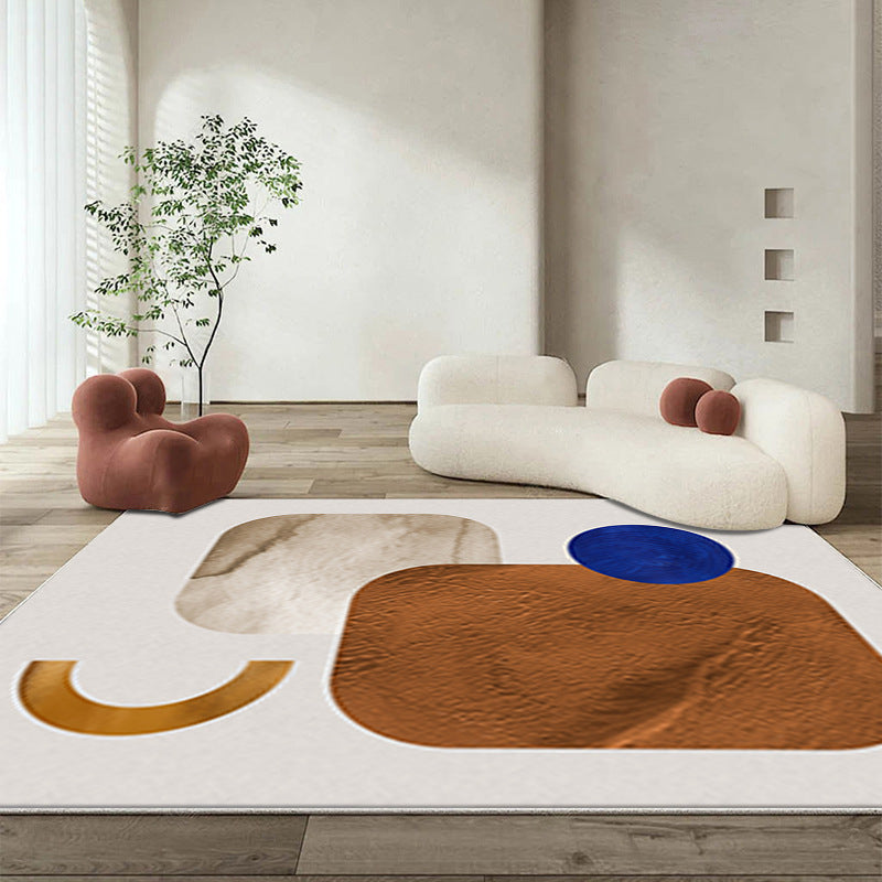 Modern Brown Rug Polyester Color Piece Area Rug Washable Rug for Living Room