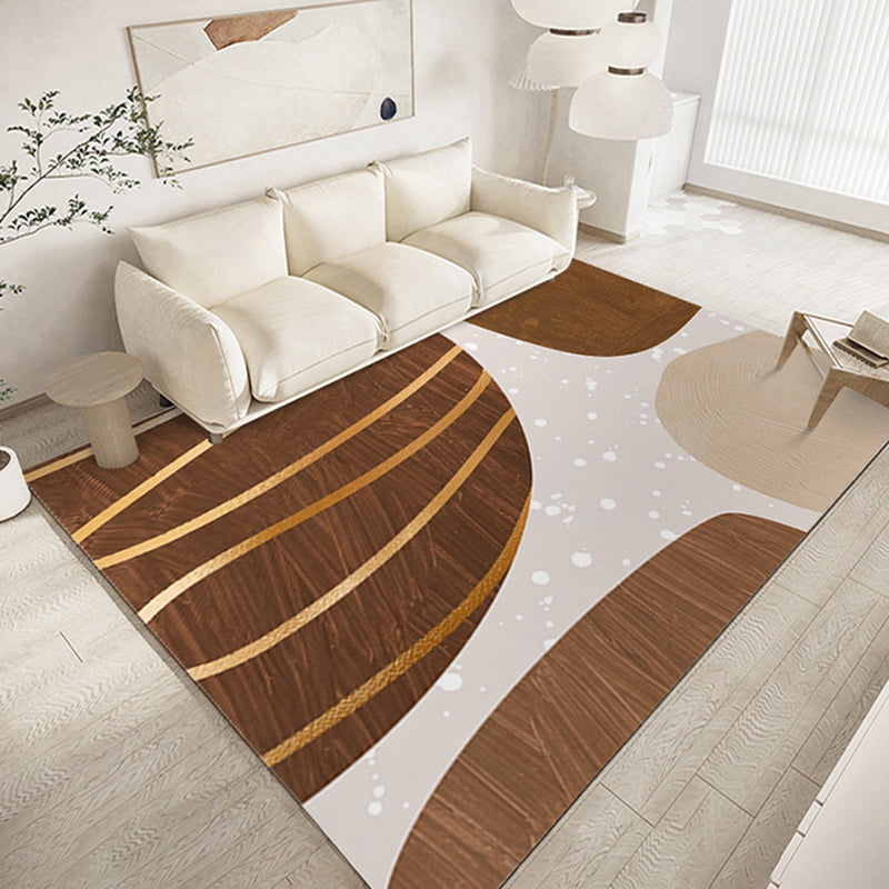 Modern Brown Rug Polyester Color Piece Area Rug Washable Rug for Living Room