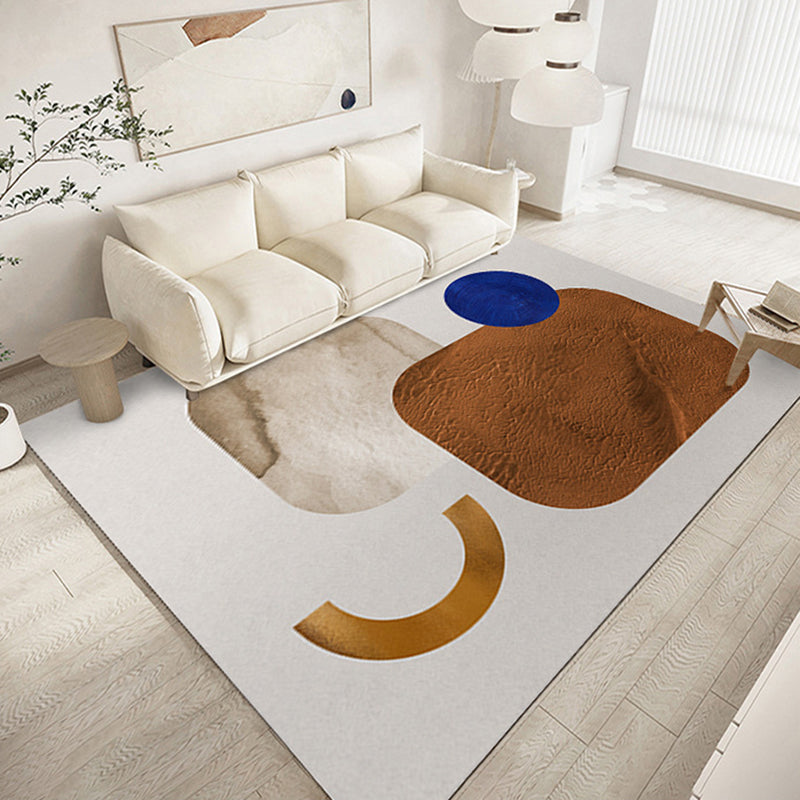 Modern Brown Rug Polyester Color Piece Area Rug Washable Rug for Living Room