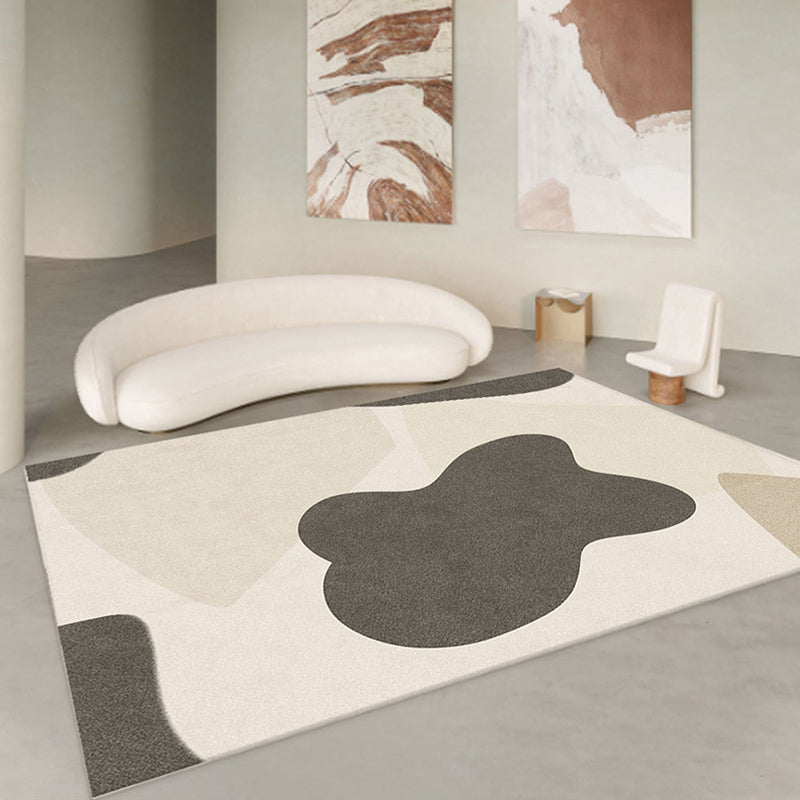 Beige Casual Rug Polyester Line Rug Tear Resistant Rug for Drawing Room