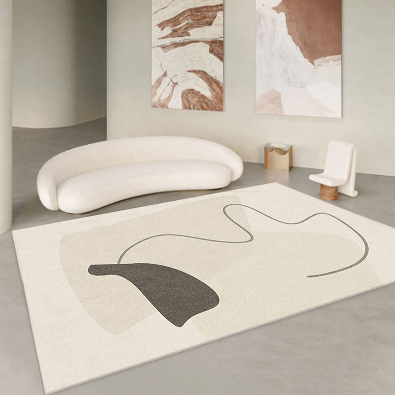 Beige Casual Rug Polyester Line Rug Tear Resistant Rug for Drawing Room