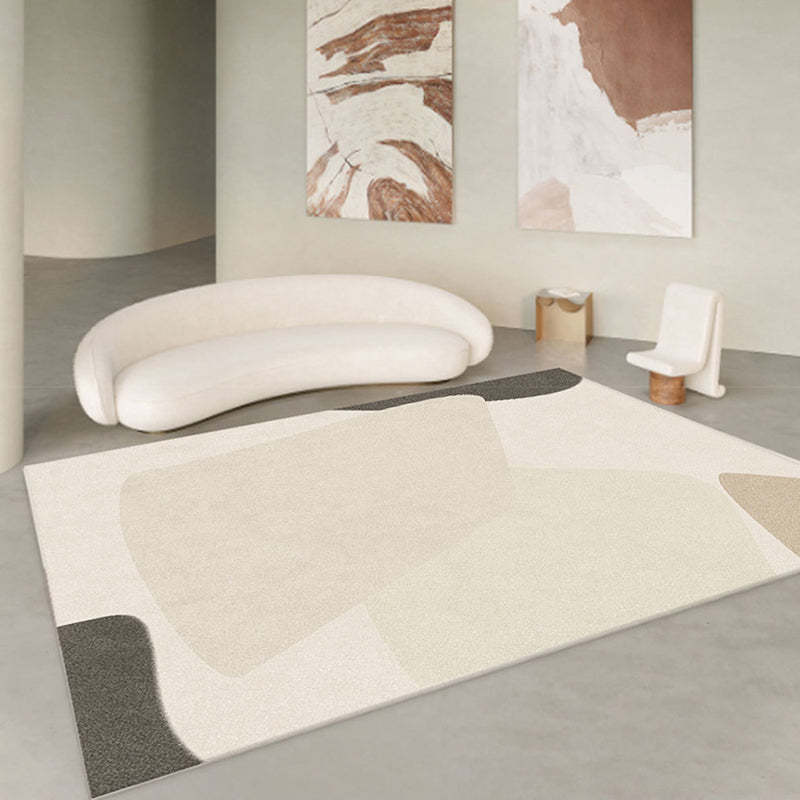 Beige Casual Rug Polyester Line Rug Tear Resistant Rug for Drawing Room