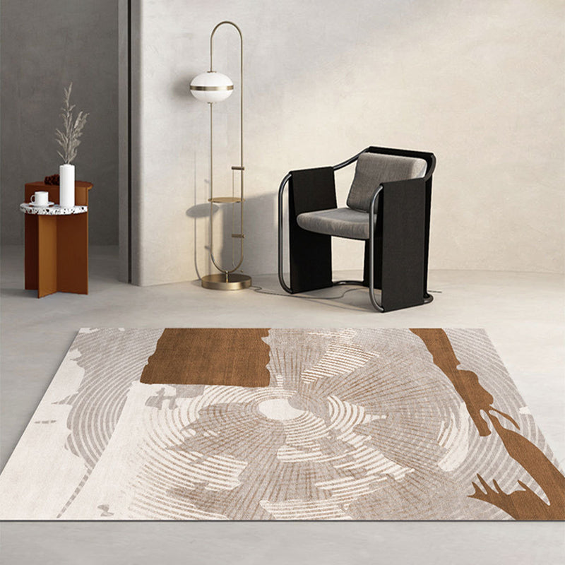 Modern Dark Brown Rug Polyester Contrast Color Rug Washable Rug for Drawing Room