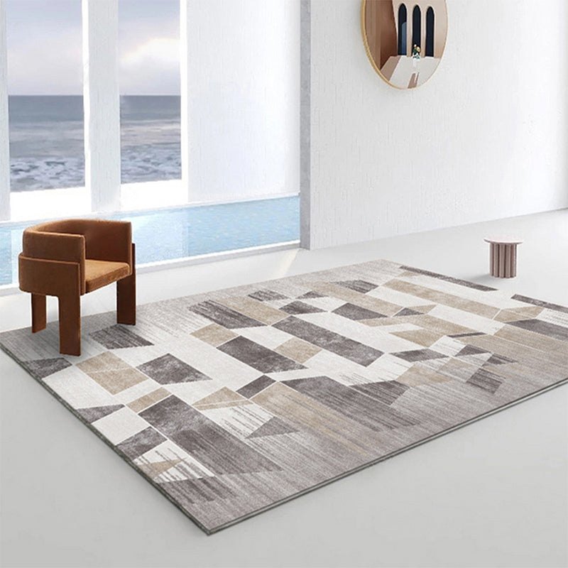 Modern Dark Brown Rug Polyester Contrast Color Rug Washable Rug for Drawing Room