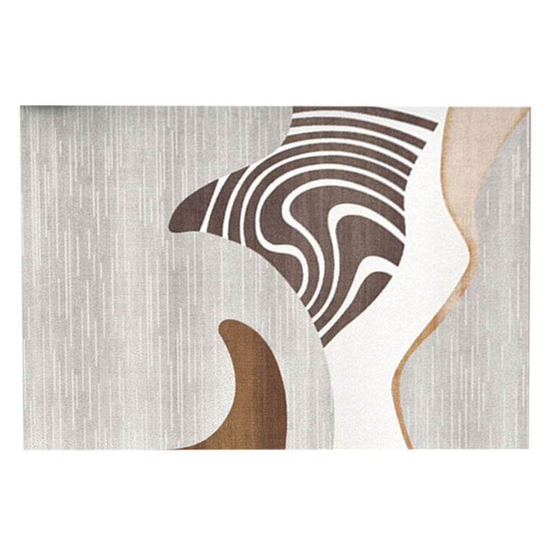 Modern Dark Brown Rug Polyester Contrast Color Rug Washable Rug for Drawing Room