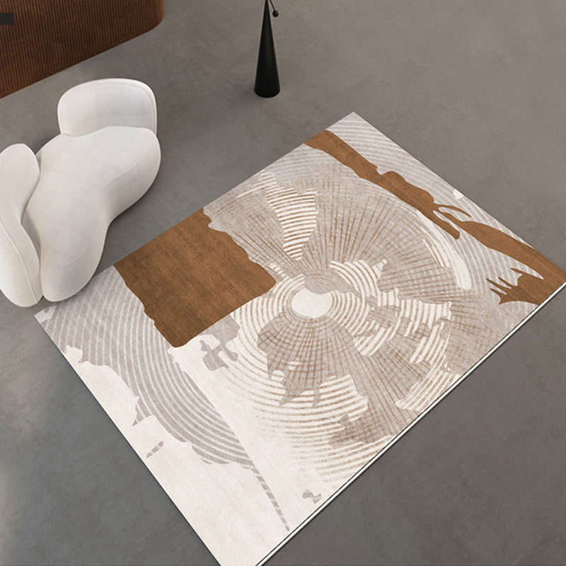 Modern Dark Brown Rug Polyester Contrast Color Rug Washable Rug for Drawing Room