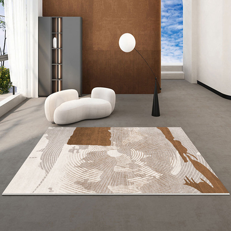 Modern Dark Brown Rug Polyester Contrast Color Rug Washable Rug for Drawing Room