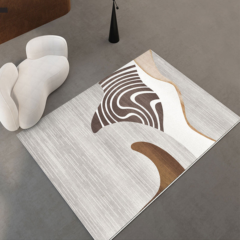 Modern Dark Brown Rug Polyester Contrast Color Rug Washable Rug for Drawing Room