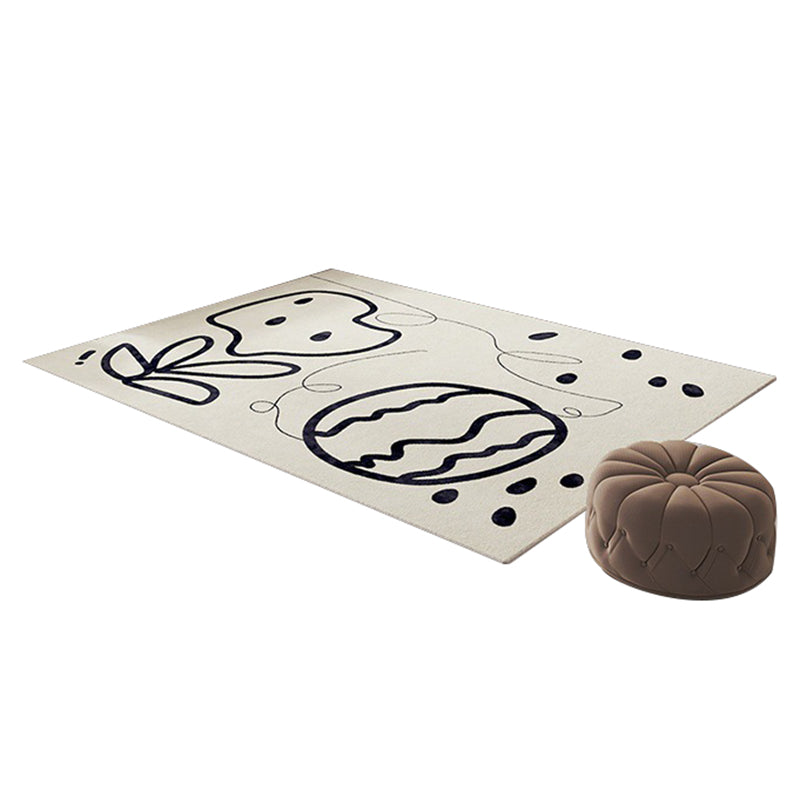 Beige Casual Rug Polyester Line Area Rug Stain Resistant Rug for Home Decor