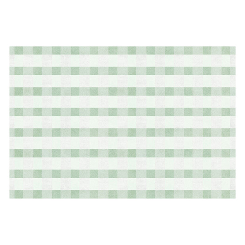 Green Modern Carpet Grid Pattern Polyester Carpet Washable Carpet for Living Room