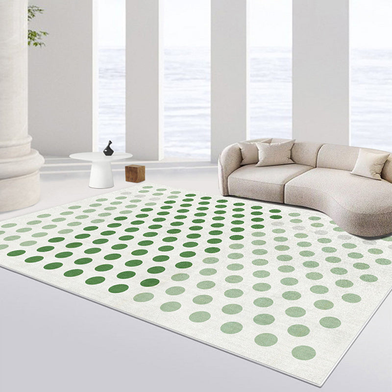 Green Modern Carpet Grid Pattern Polyester Carpet Washable Carpet for Living Room