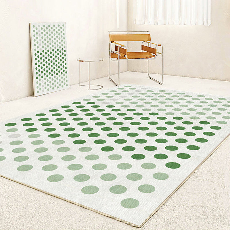 Green Modern Carpet Grid Pattern Polyester Carpet Washable Carpet for Living Room
