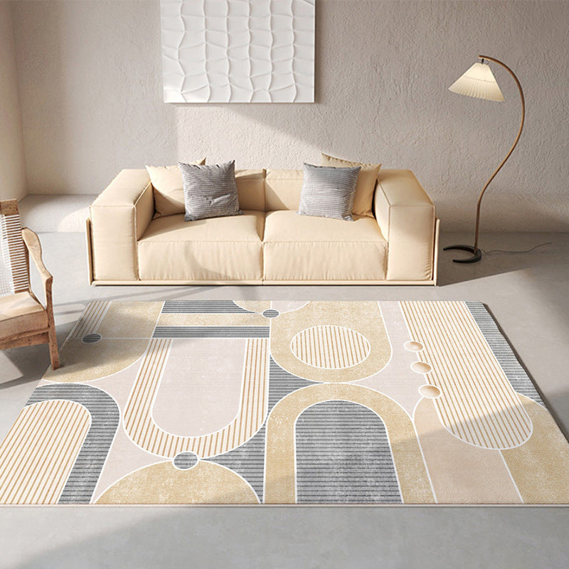 Camel Modern Rug Polyester Graphic Indoor Rug Washable Rug for Drawing Room