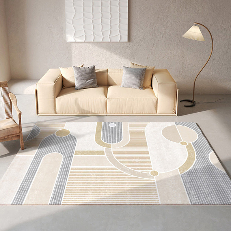 Camel Modern Rug Polyester Graphic Indoor Rug Washable Rug for Drawing Room