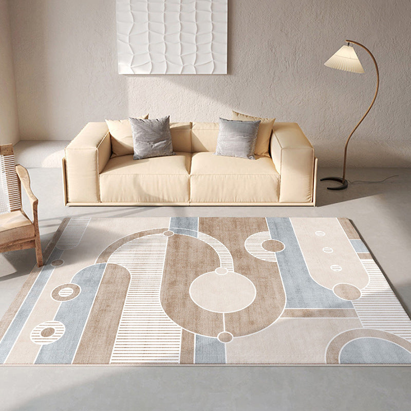 Camel Modern Rug Polyester Graphic Indoor Rug Washable Rug for Drawing Room
