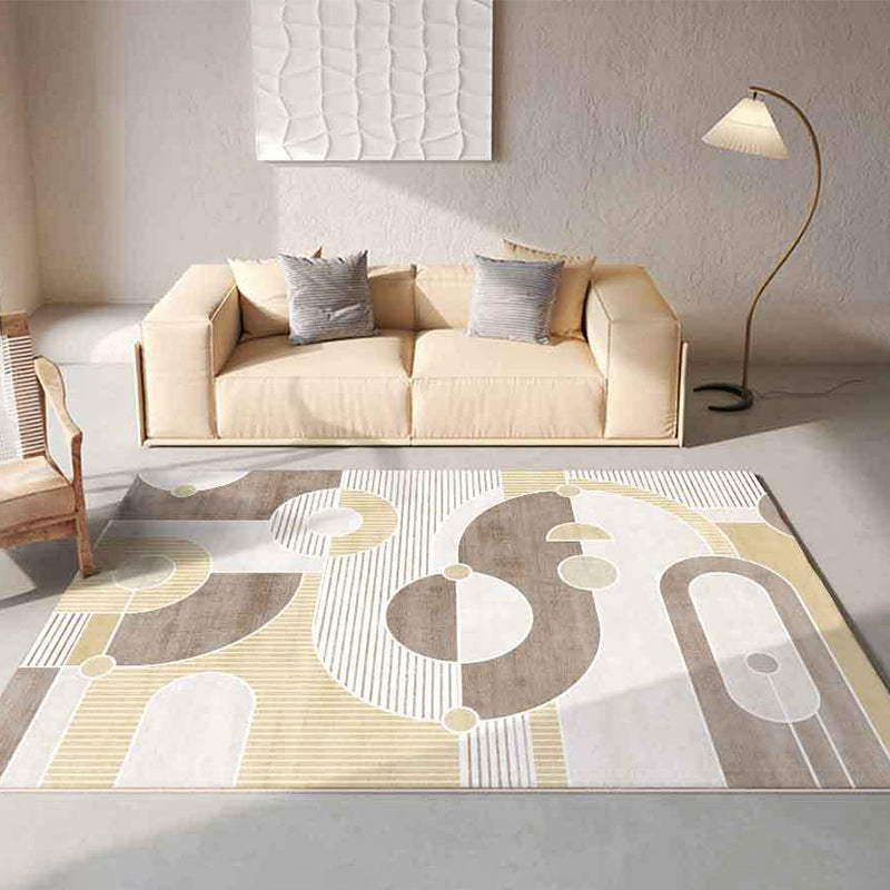 Camel Modern Rug Polyester Graphic Indoor Rug Washable Rug for Drawing Room