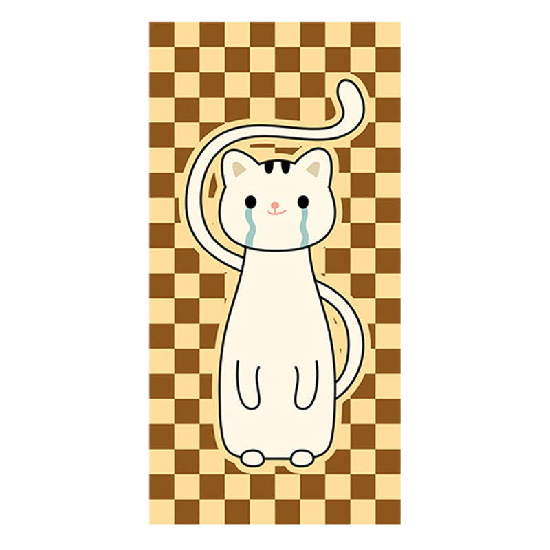 Brown Check Pattern Rug Modern Polyester Rug Washable Rug for Drawing Room