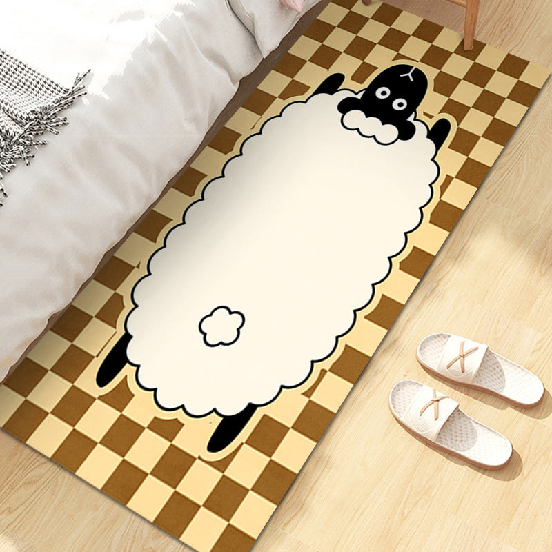 Brown Check Pattern Rug Modern Polyester Rug Washable Rug for Drawing Room