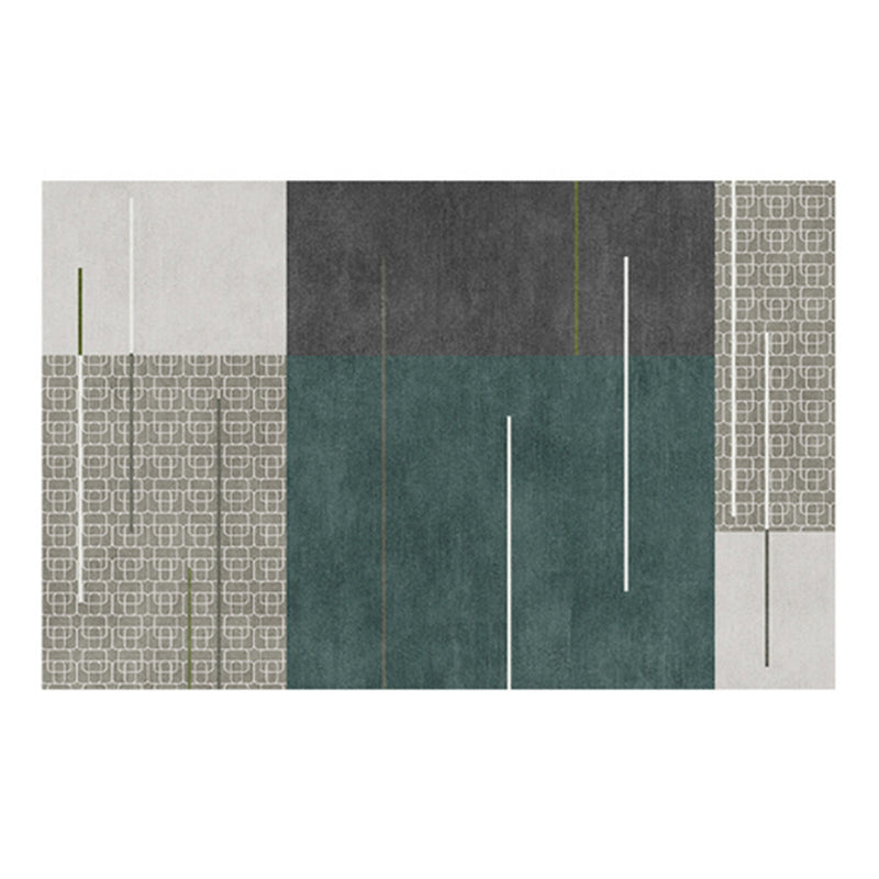 Grey Modern Rug Polyester Line Rug Tear Resistant Rug for Living Room