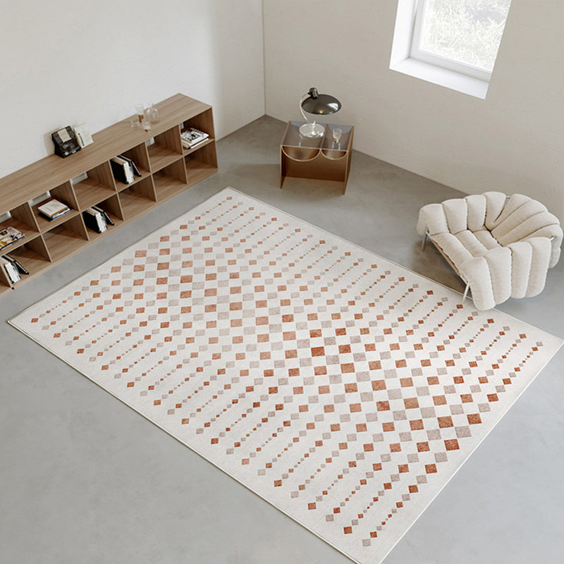 White Modern Rug Graphic Polyester Area Rug Washable Rug for Home Decor