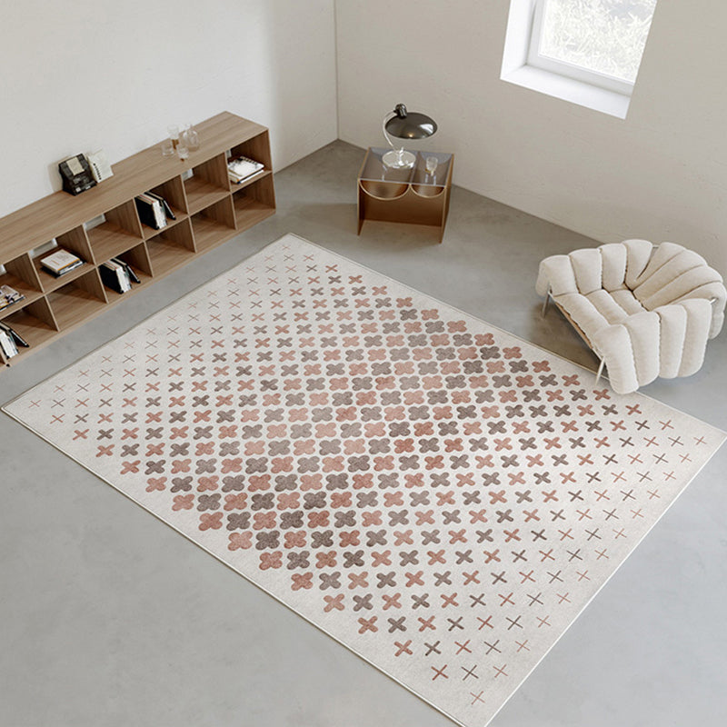 White Modern Rug Graphic Polyester Area Rug Washable Rug for Home Decor