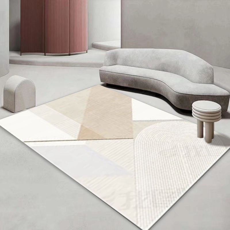 Light Blue Modern Rug Polyester Line Rug Washable Rug for Home Decor