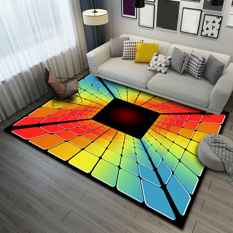 Modern Purple Rug Polyester 3D Geometric Rug Stain Rrsistant Rug for Living Room