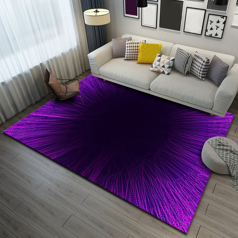 Modern Purple Rug Polyester 3D Geometric Rug Stain Rrsistant Rug for Living Room