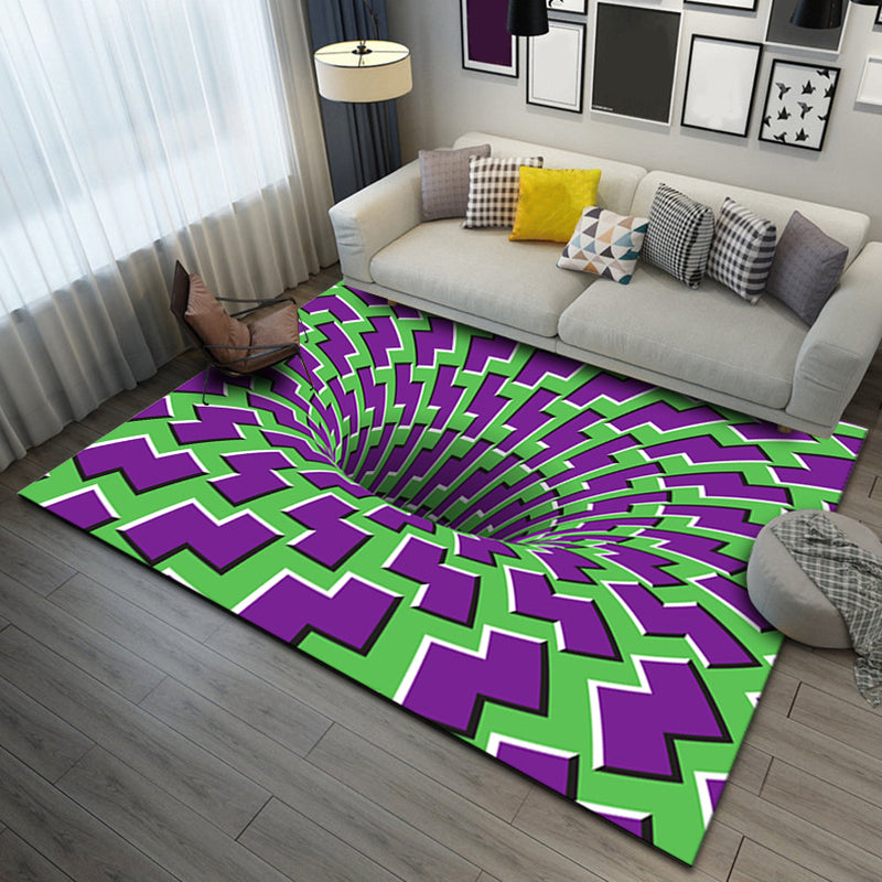 Modern Purple Rug Polyester 3D Geometric Rug Stain Rrsistant Rug for Living Room