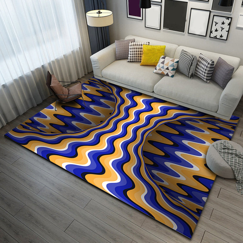 Modern Purple Rug Polyester 3D Geometric Rug Stain Rrsistant Rug for Living Room