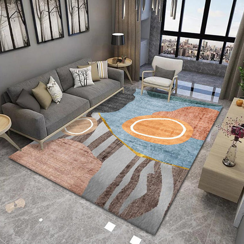 Light Orange Modern Rug Color Piece Polyester Rug Tear Resistant Rug for Living Room