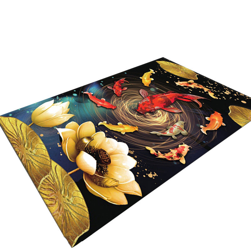 Luxury Gold Rug Polyester Graphic Indoor Rug Washable Rug for Drawing Room