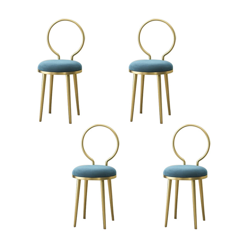 Metal Glam Style Side Chair Open Back Dining Side Chair with Gold Legs