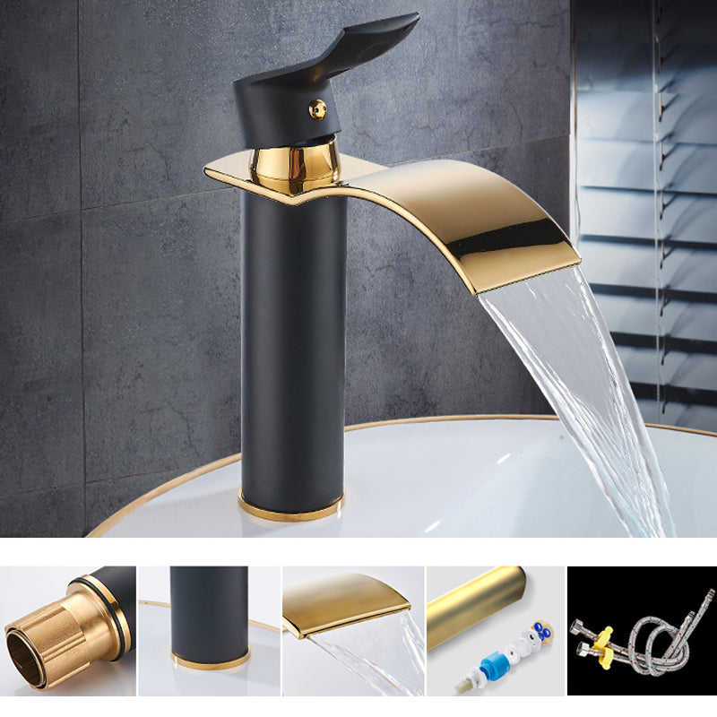 Single Hole Basin Faucet Waterfall Spout Sink Faucet Lever Handle Bathroom Faucet