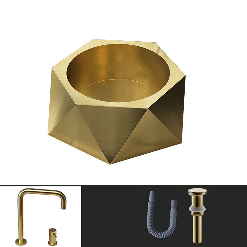 Modern Vessel Sink Metal Specialty with Pop-Up Drain Vessel Lavatory Sink