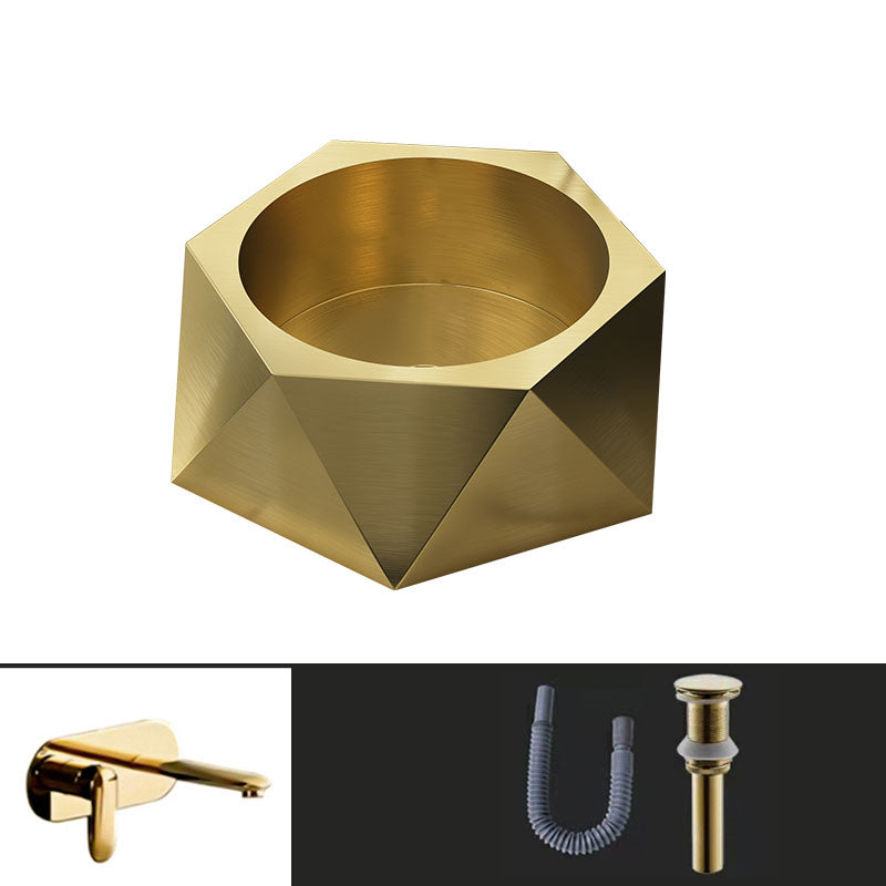 Modern Vessel Sink Metal Specialty with Pop-Up Drain Vessel Lavatory Sink