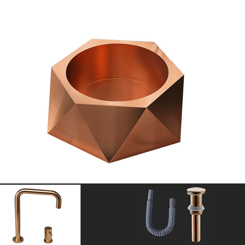 Modern Vessel Sink Metal Specialty with Pop-Up Drain Vessel Lavatory Sink