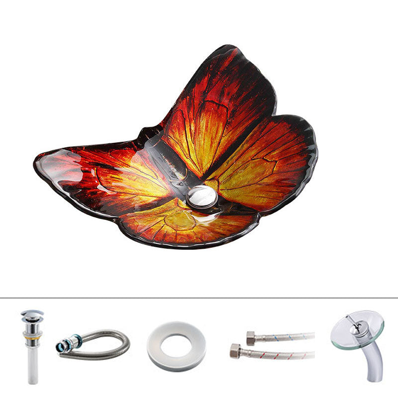 Tempered Glass Bathroom Sink Modern Style Bathroom Sink with Specialty Shape
