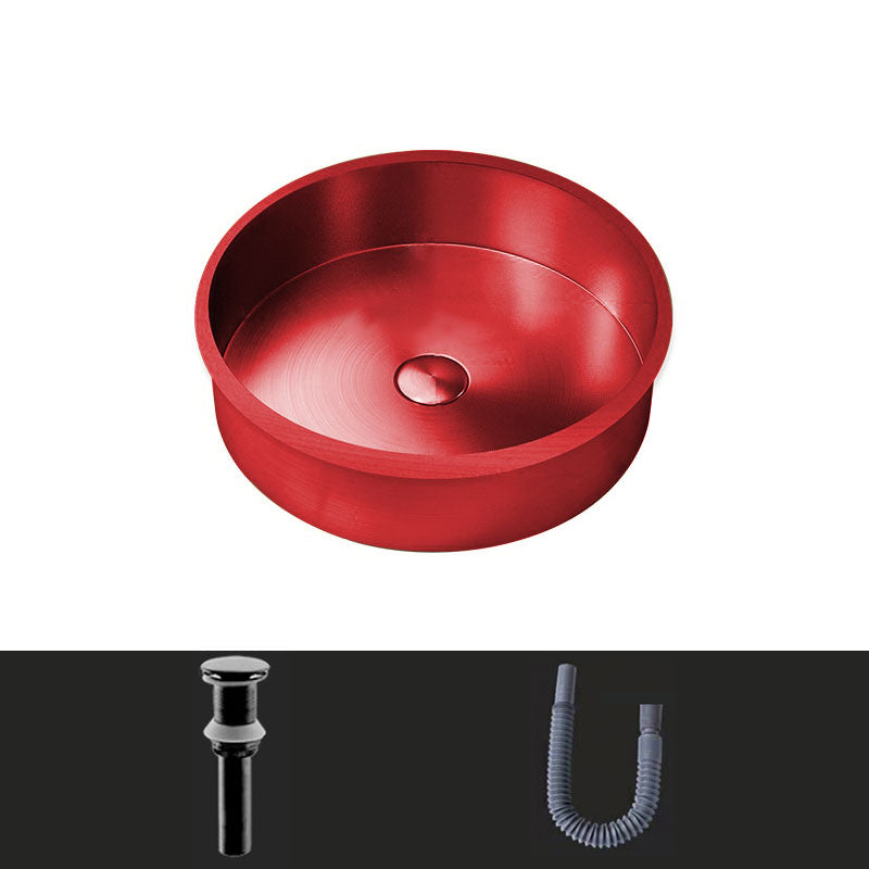 Contemporary Round Wash Stand Ceramic Metal Undermount Bathroom Sink