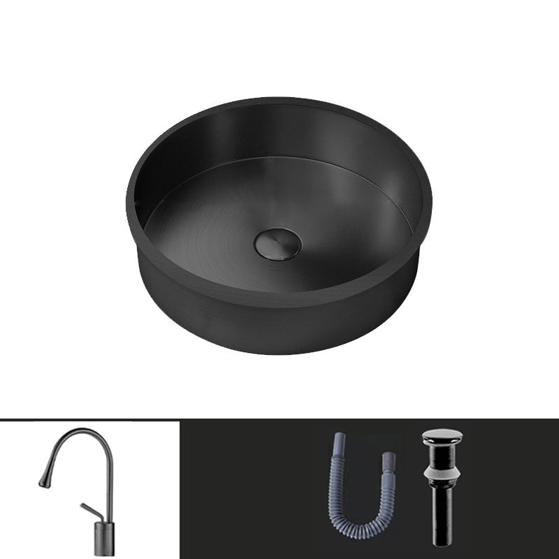 Contemporary Round Wash Stand Ceramic Metal Undermount Bathroom Sink