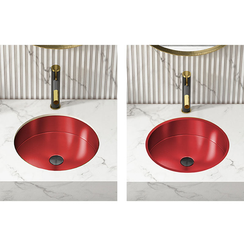 Contemporary Round Wash Stand Ceramic Metal Undermount Bathroom Sink